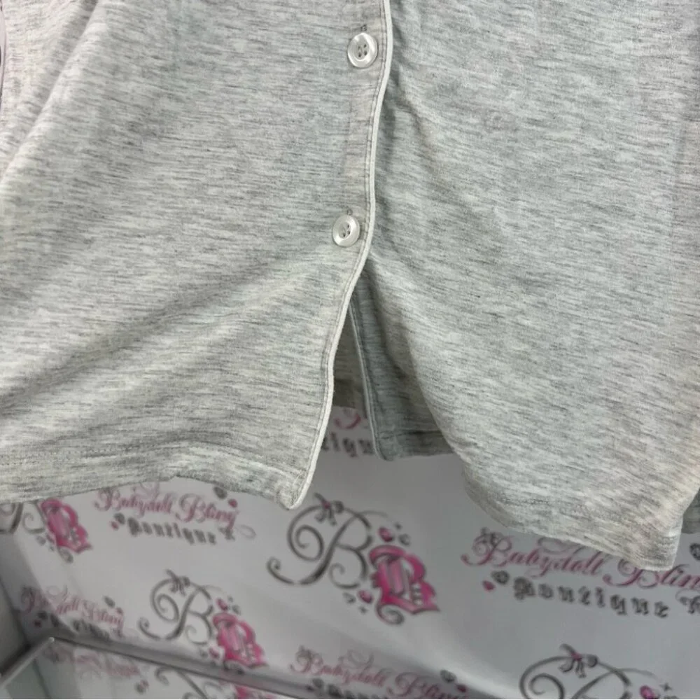 Sioro button down soft long sleeve pocket on front Heather Gray Knitwear